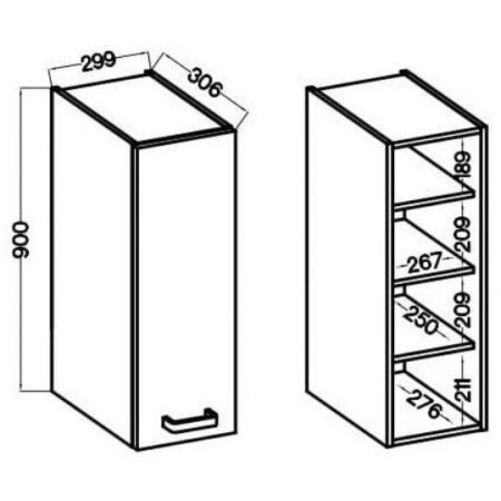 Szafka kuchenna górna 30 cm biała AURO 30 G-90 1F